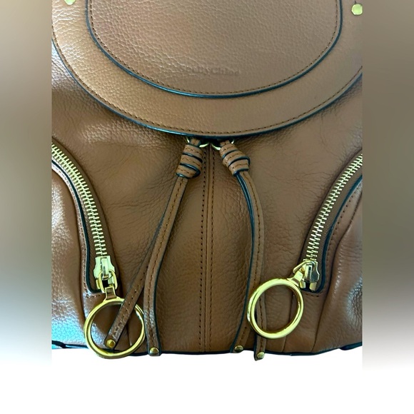 CHLOE bag | See by Chloe brown pebbled leather backpack purse with gold hardware - Picture 4 of 11